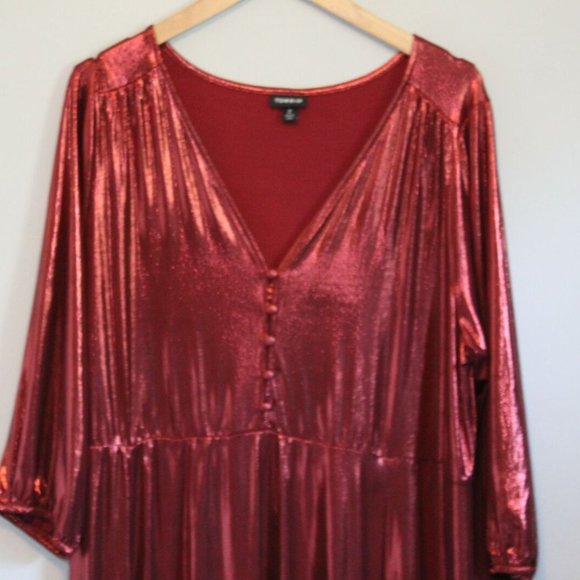 Torrid Red Liquid Knit Tea Length Dress H11455 - Picture 4 of 12